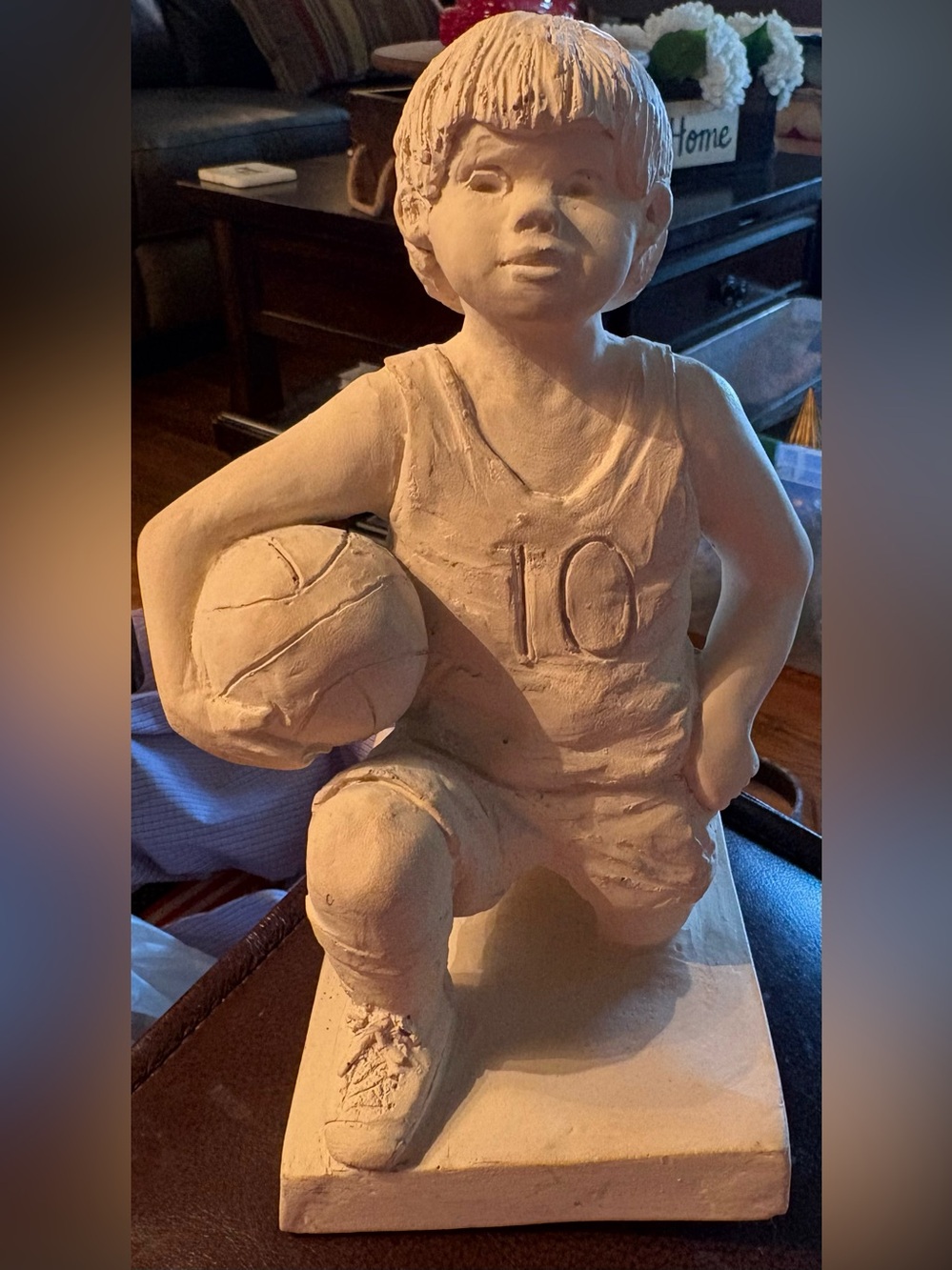 Austin “Boy with Basketball” Sculpture Dee Crowley, Vintage